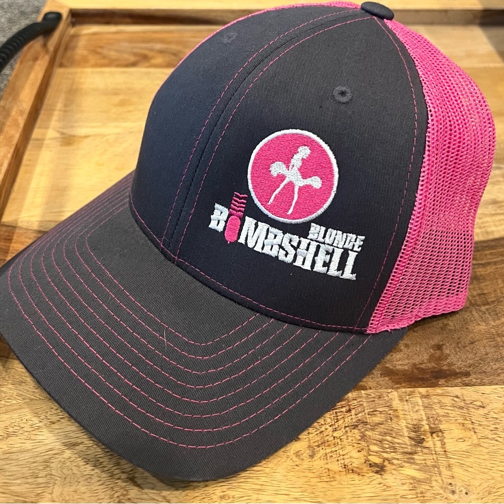 Blonde Bombshell Pink and Grey Trucker Cap